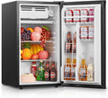 FOHERE 3.2 Cu. Ft Mini Fridge with Freezer, Single Door Compact Refrigerator, Small Fridge with 7 Adjustable Thermostat for Dorm, Bedroom, Office, Reversible Door, Energy Saving, Low Noise, Black by HOME