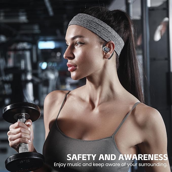 Open Ear Wireless Earbuds Bluetooth Headphones, 80H Playtime Stereo Ear Buds with ENC Noise Cancelling, Fast Charging, IPX7 Waterproof Sports Earphones with Earhook for Running/Workouts (Black) - Image 6