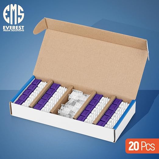 Everest 90° Angled RJ45 Cat6 Keystone Jacks 20-Pack in Purple - Image 2