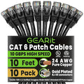 GEARit Cat 6 Ethernet Patch Cable 10 ft Black Cat6 Patch Cables 10ft by GEARit
