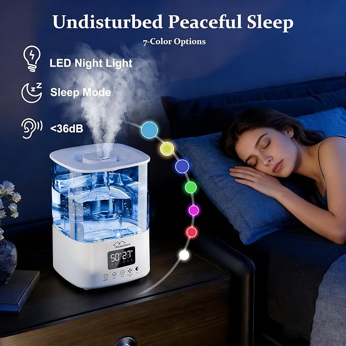 Smart Humidifiers for Bedroom, Top Fill 4L Cool Mist Air Humidifier for Large Room, Essential Oil Diffuser App Control, Fast Symptom Relief, Nightlight, 12H Quiet Runtime for Baby, Plant - Image 5