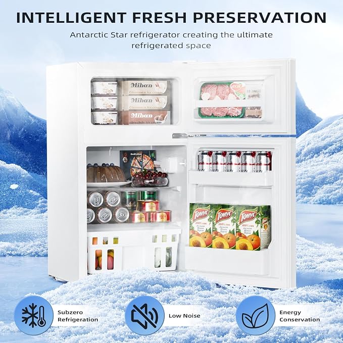 Antarctic Star 3.1 Cu.Ft.Compact Refrigerator with Freezer,Mini Fridge 2-Door with Adjustable Removable Shelves,For kitchen/Apartment/Dorm/Office,WHITE - Image 2