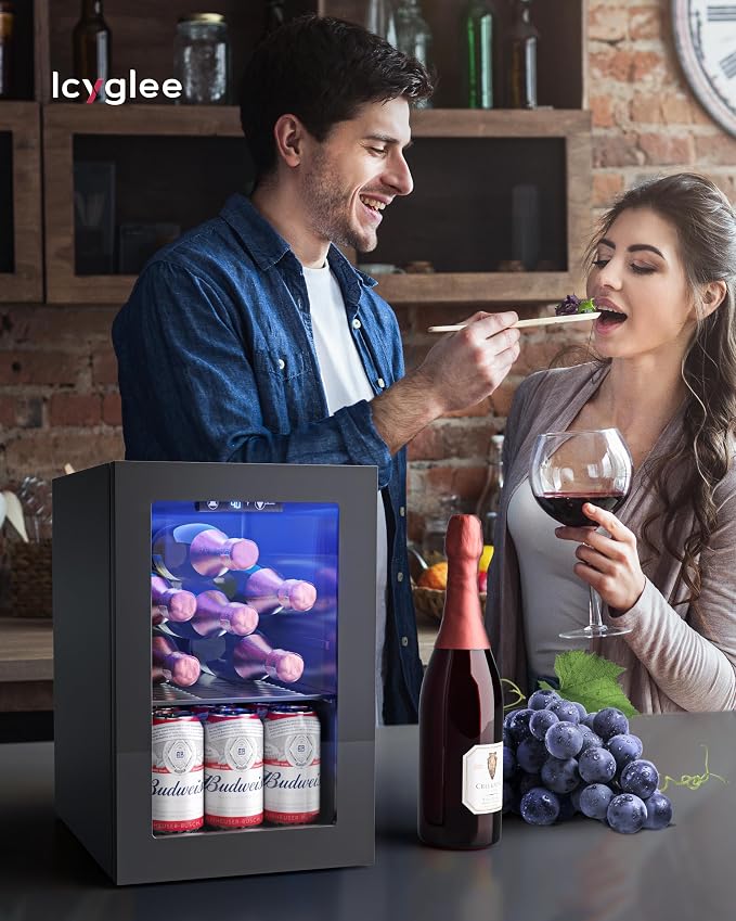 6 Bottles and 6 Cans Compact Beverage Refrigerator, Freestanding Mini Fridge with Temperature Control for Beer Wine, Under Counter Small Refrigerator Adjustable Shelve for Home and Bar - Image 7