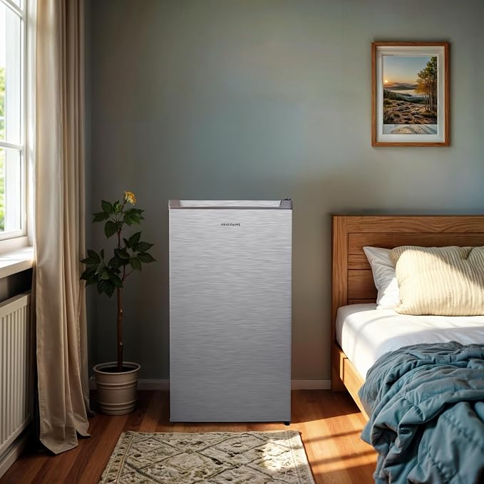 Frigidaire Mini Refrigerator, Compact Freezer Compartment, Adjustable Thermostat Control, Reversible Door, Contemporary Series, 3.2 cu ft, Platinum - Image 9