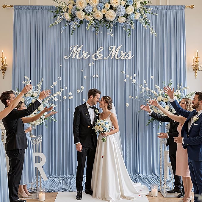 50ft x 12ft Dusty Blue Backdrop Curtains - Image 3