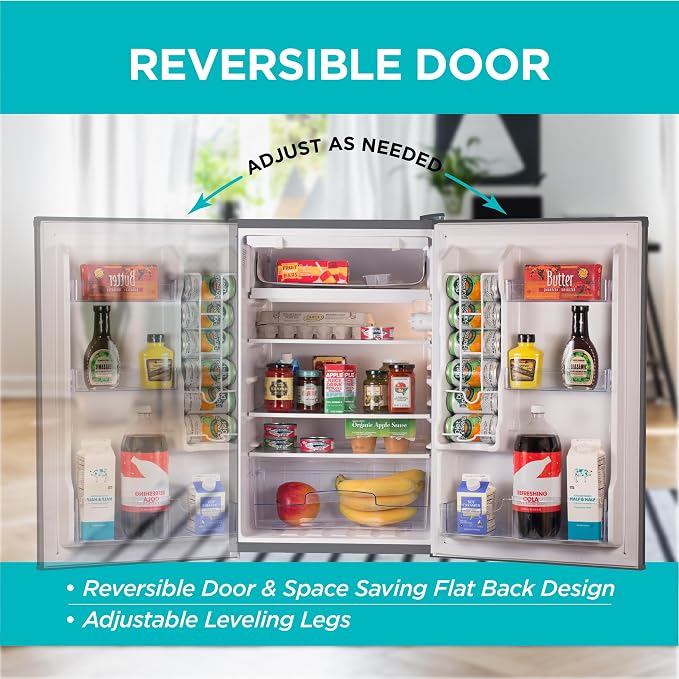 BLACK+DECKER 4.3 Cu. Ft. Compact Refrigerator, BCRK43V, Stainless Look | Energy Star Certified Small Refrigerator, Single Door Mini Fridge with Chiller Compartment, Personal Fridge for Home or Dorm - Image 5
