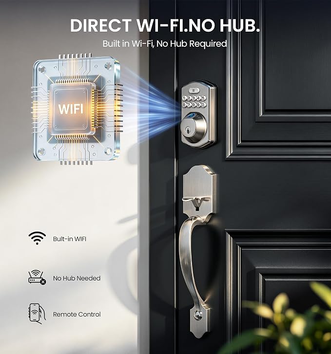 Veise VE012W-H WiFi Smart Front Door Lock Set, Built-in WiFi, App Remote & - Image 2