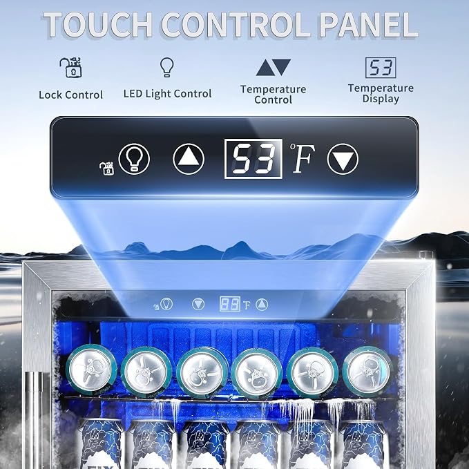 Antarctic Star Beverage Refrigerator,145 Can Mini Fridge,Freestanding wine cooler for Soda Beer or Wine,Glass Door, Small Drink Dispenser Machine, Touch Screen for Home Office or Bar, 4.5 cu.ft - Image 2