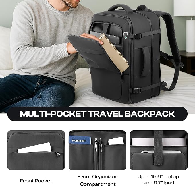 Carry on Backpack for 1-10 Days Trips, Extra Large 40L-50L Travel Backpack TSA - Image 4