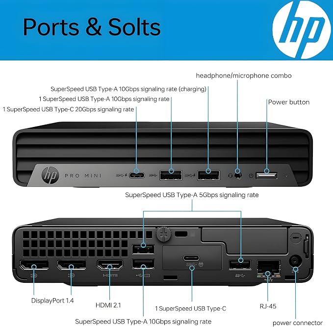 HP Prodesk 400 Mini PC, i7-12700T, 16GB DDR4 RAM, 512GB SSD, Windows 11 Pro | Ultra-Compact & Silent Design Desktop Computer for Business, 3X 4K Display Support, Wired Keyboard & Mouse & Stand - Image 3
