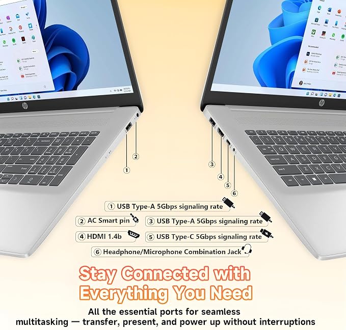 HP 17.3" Touch Laptop Computer, Intel 8-Cores i3 Processor, 16GB RAM, 512GB SSD, Ideal Laptop for Business & Students, AI Copilot, Lifetime Office 365, Windows 11 Home - Image 6
