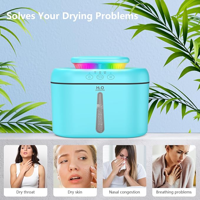 SZO Humidifiers for Bedroom, 2.5L Capacity, Auto Shut-Off, Easy to Fill & Clean, 16 dB Quiet Ultrasonic Humidifier for Large Room, Plants, Baby Nursery, Indoor, Night Light(Blue) - Image 7