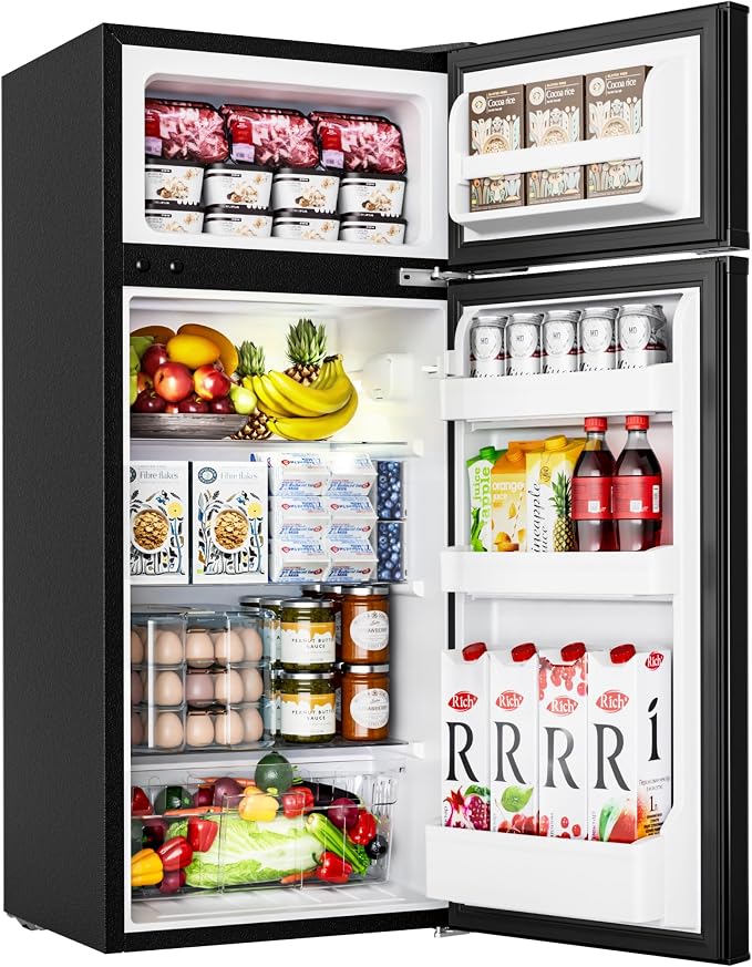 EUHOMY Mini Fridge with Freezer, 4.5 Cu.Ft Mini Refrigerator fridge, 2 door For Bedroom/Dorm/Office/Apartment - Food Storage or Cooling drinks, Black by EUHOMY
