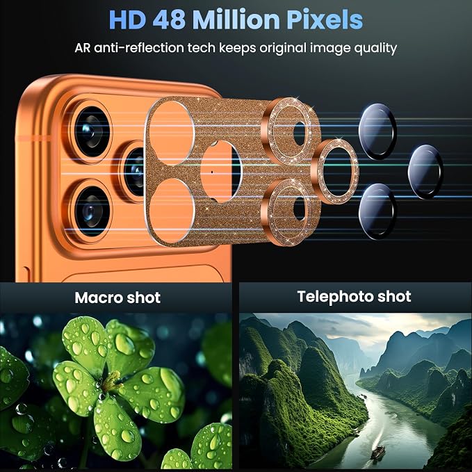 Uyiton for iPhone 17-Pro Camera-Lens Protector: Bling Metal Tempered Glass Rear - Image 3