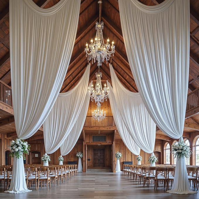 14ft x 10ft White Backdrop Curtains - Image 7