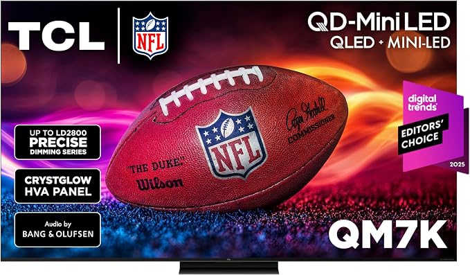 TCL 85 Inch Class QM7K Series | Mini LED QLED 4K HDR | 85QM7K, 2025 Model | 120HZ-144HZ Anti Reflective Screen Smart Google TV Dolby Atmos Onkyo Audio | Voice Remote Alexa Gaming Streaming Television by TCL