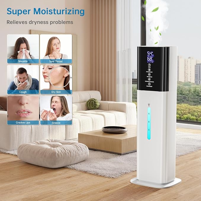 Humidifiers Large Room Bedroom with 7 Colors Light,Honovos 8L 2.1Gal Quiet Ultrasonic Cool Mist Topfill Humidifier with 360° Nozzle 3 Speed Humidistat Essential Oil Tray for Baby Home Plant Yoga Sleep - Image 5