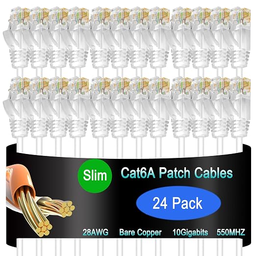 Cat6a Slim Ethernet Patch Cable 7 ft, Cat6a Patch Cable by Lysymixs