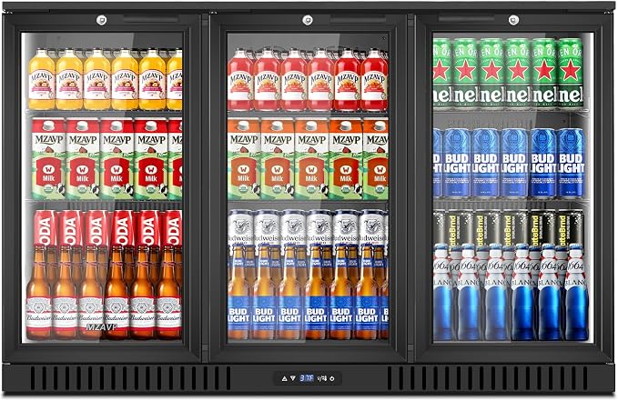 Back Bar Cooler with 3 Glass Door, 11.2 Cu.Ft Commercial Beverage Fridge, Under Counter Display Refrigerator with Safety Lock for Beer, Soda, Wine, Built-In/Freestanding for Bar Store Restaurant by MZAVP