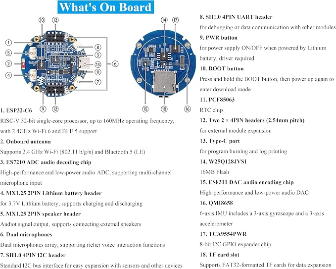 ESP32-C6 1.43inch AMOLED Round Touch Display Development Board, 160MHz RISC-V - Image 7