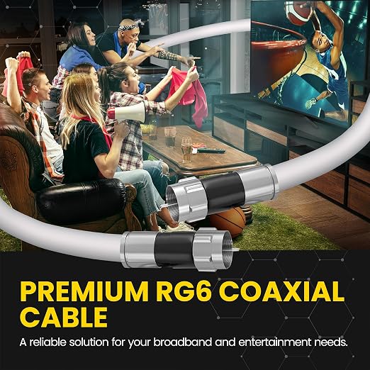 RG6 Coaxial Cable with F Connectors, High Speed Internet and TV Cord - Image 6