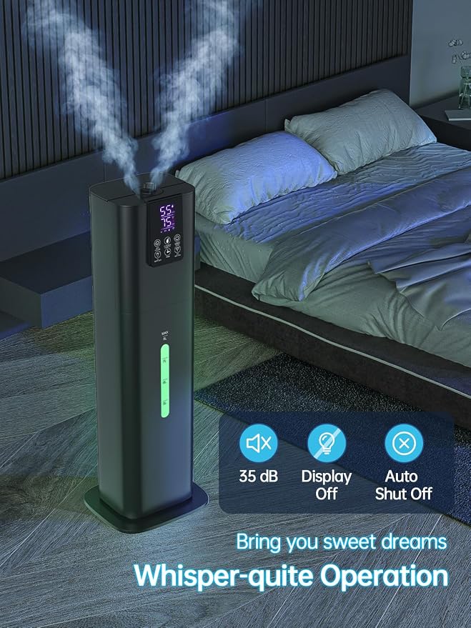 8L Smart Humidifiers for Bedroom Large Room, 2.1Gal Cool Mist Top Fill Diffuser Ambient Light, App & Remote Control, 3 Mist Modes, Quiet Humidifier for Home Office Plant (Black) - Image 9