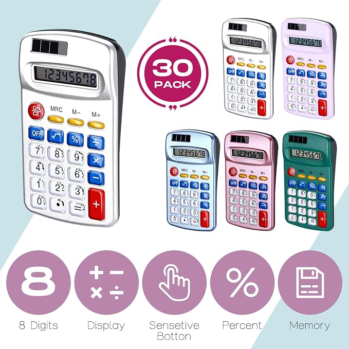 Flutesan 30 Pack Pocket Calculator Small Battery Powered Bulk Mini Size 4 - Image 4