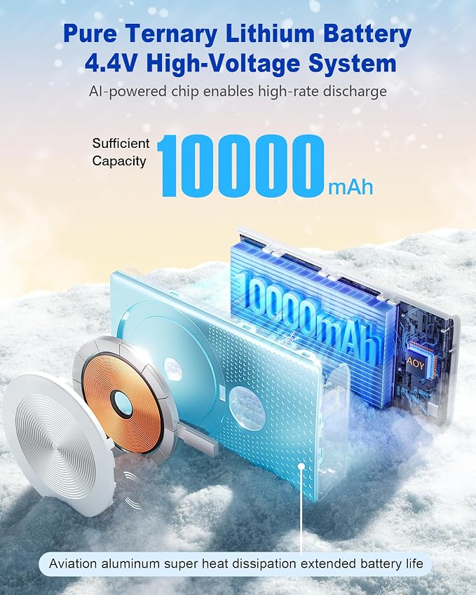 Kesguar Magnetic Portable Charger, 10000mAh 22.5W PD Super Fast Charging Wireless Power Bank. Ultra-Strong Magnet, USB C in&Out Battery Pack for Magsafe, iPhone 17/16/15/13/12 Pro Series, Blue - Image 3