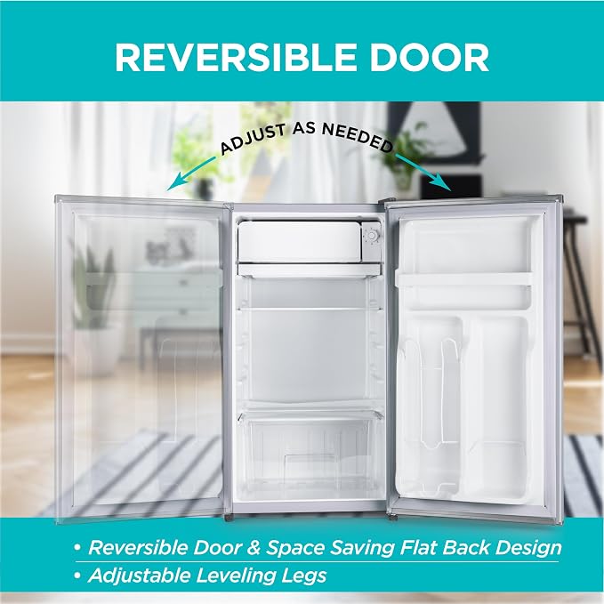 BLACK+DECKER 3.2 Cu. Ft. Compact Refrigerator, BCRK32V, Stainless Look | Energy Star Certified Small Refrigerator, Single Door Mini Fridge with Chiller Compartment, Personal Fridge for Home or Dorm - Image 5
