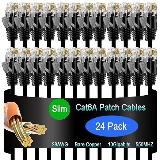 Cat6a Slim Ethernet Patch Cable 6 ft, Cat6a Patch Cable by Lysymixs