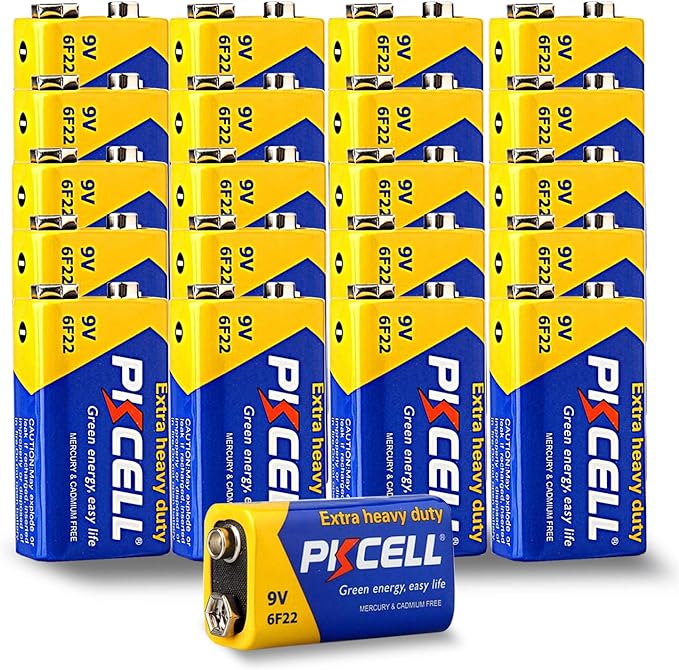 PKCELL 9V Batteries, 100 Pack 9 Volt Batteries Carbon Zinc, 9V Battery by Pkcell