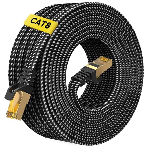 ARISKEEN Cat 8 Ethernet Cable 50 FT, Nylon Braided High Speed Cat8 Network LAN by ARISKEEN