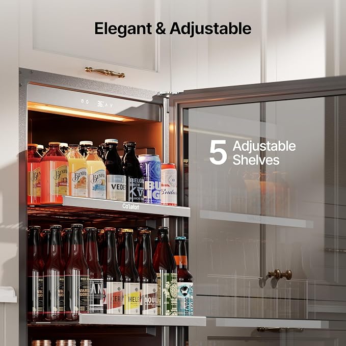 Ca'Lefort Beverage Refrigerator Cooler - 24 Inch Beverage Fridge 238 Can with Glass Door, Built-in or Freestanding Refrigerator with 3 Color LED, Drink Cooler for Soda Beer or Wine (Right-Hinged) - Image 5
