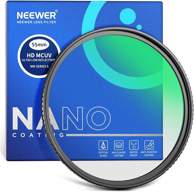 NEEWER 55mm Ultra Low Reflectivity UV Lens Filter, UV Protection Filter by Neewer
