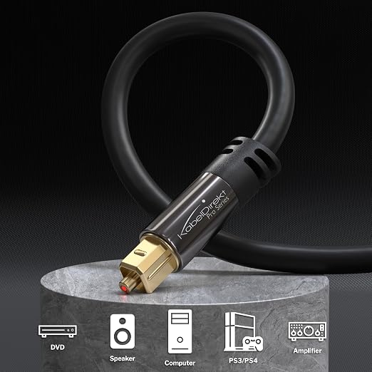KabelDirekt TOSLINK – Optical Audio Cable – 75ft – Fiber Optic Cord, S/PDIF - Image 2
