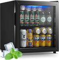 Beverage Refrigerator Cooler 1.6 Cu.Ft 60 Can Mini Small Fridge Black | Large Capacity with Glass Door, LED Light & Adjustable Shelves for Soda Beer Wine, Perfect for Home Bar Office by WANAI%C2%AE
