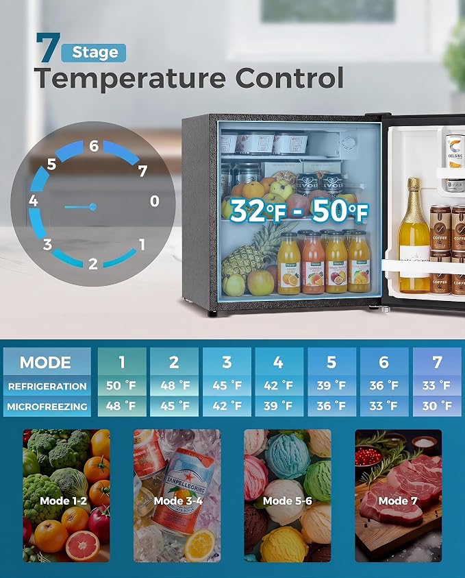 Feelfunn Mini Fridge with Freezer - 1.7 Cu.Ft Single Door Mini Refrigerator with Adjustable Thermostat, Energy Saving, Low Noise, Small Fridge for Bedroom, Office, Dorm, Apartment, Classroom - Silver - Image 3