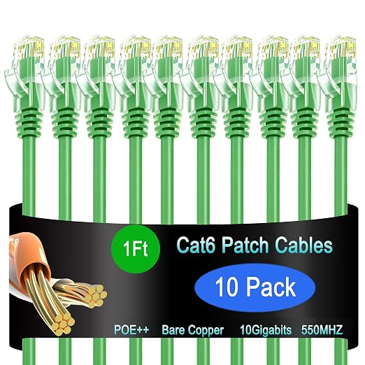 Cat6 Ethernet Patch Cable 1 ft, Cat6 Patch Cable by Lysymixs