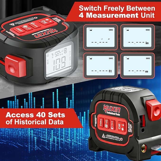 3-in-1 Laser Tape Measure - 196ft Max Laser Distance Meter & 16ft AutoLock - Image 4