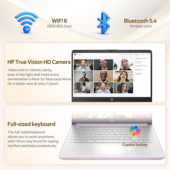 HP Stream 14" HD Laptop with AI Copilot for Student & Business, Intel Processor N150, 4GB RAM, 1.12TB Storage (128GB UFS + 1TB Docking Station), 1 Year Office 365, Wi-Fi 6, Win 11, Lavender Purple - Image 7