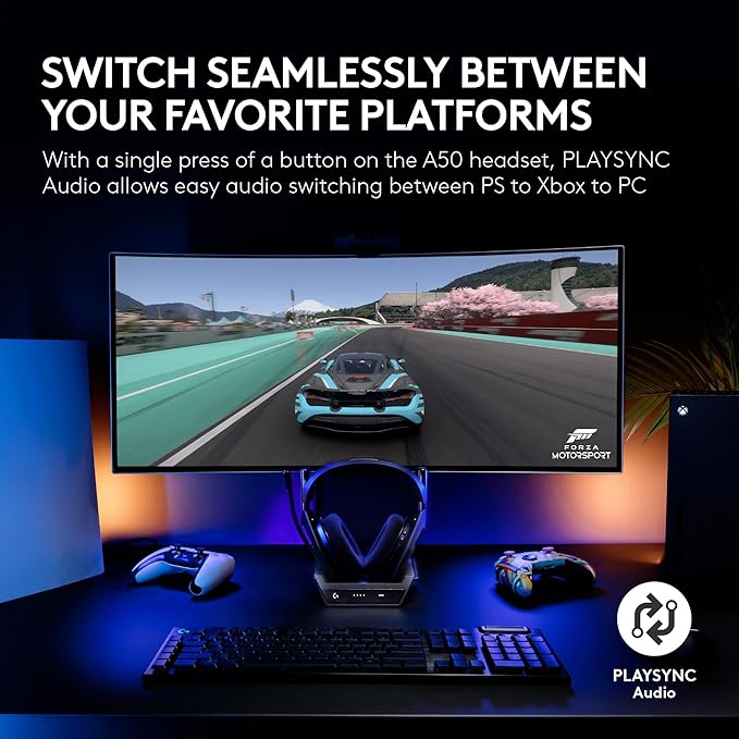 Logitech G Astro A50 Multi-Platform Wireless Gaming Headset - Black | For PS5, Xbox, PC, Switch - PLAYSYNC Audio Switcher, <16 bit/48kHz (Console), <24 bit/48 kHz (PC), <24hr Battery, 2.4GHz & BT - Image 3