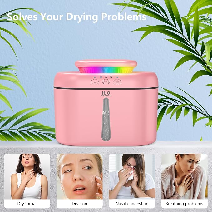 SZO Humidifiers for Bedroom, 2.5L Capacity, Auto Shut-Off, Easy to Fill & Clean, 16 dB Quiet Ultrasonic Humidifier for Large Room, Plants, Baby Nursery, Indoor, Night Light（Pink） - Image 8