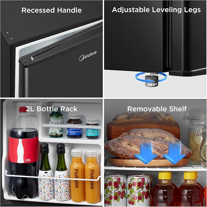 Midea 1.7 Cu.ft Mini Fridge, Energy Star Certified, Low Noise for Bedroom | Adjustable Thermostat, Reversible Door,Energy Efficient, Ideal for Dorm, Office - Image 7