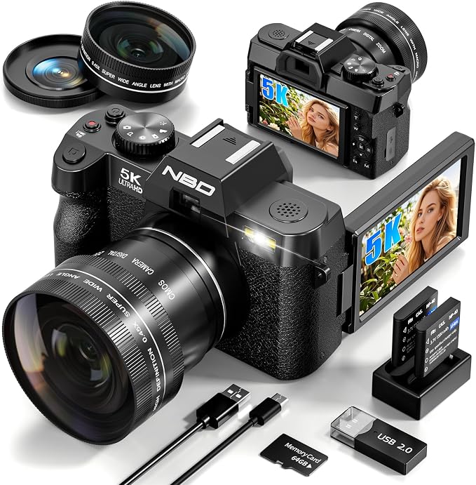 True 5K Digital Camera for Photography, Autofocus & Anti-Shake, 16X Zoom by NBDDIGITAL