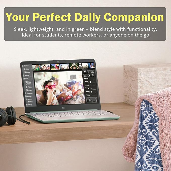 HP Stream 14" HD Laptop, Intel Processor N150, 16GB RAM, 128GB UFS, Intel Graphics, Copilot, Fast Charge, Wi-Fi 6, Win 11 S, Green (Renewed) - Image 9