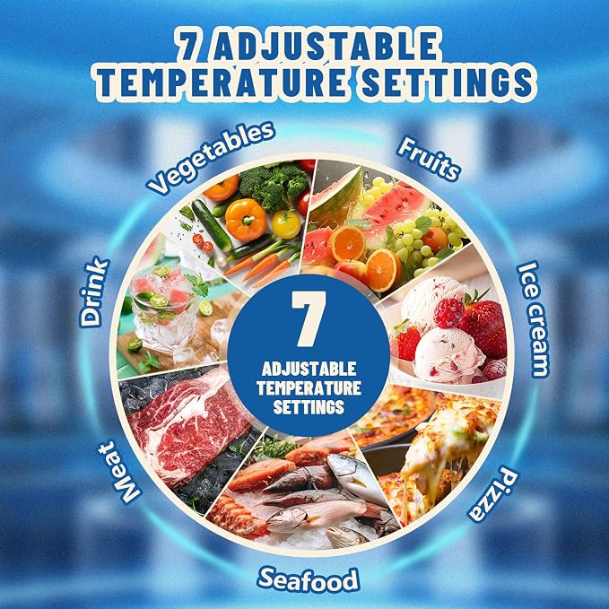 55L Capacity Silver Refrigerator with Freezer Double Door Mini Fridge Small Apartment Refrigerator with 7 Adjustable Temp Control - Image 5
