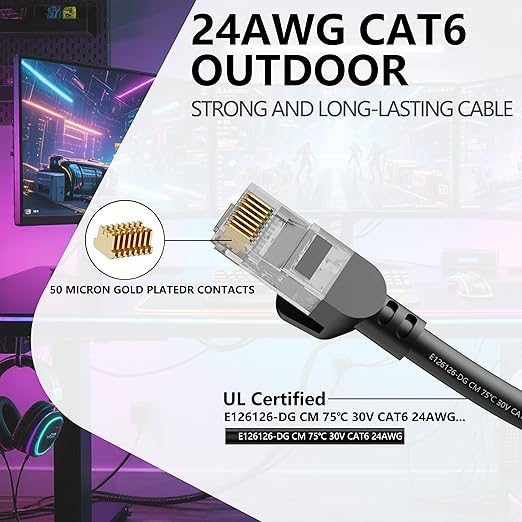 Jadaol Cat 6 Ethernet Cable 5 ft 10Pack, Outdoor&Indoor, 10Gbps Support Cat8/7 - Image 2