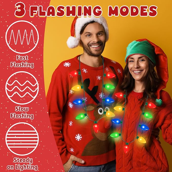 QZYL 8 Pack Christmas Necklace Light Up, Colorful Christmas Party Favor - Image 3