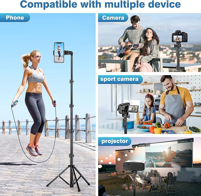 70" Phone Tripod with Remote & Holder, Portable Cell Phone Stand, Selfie Stick - Image 7