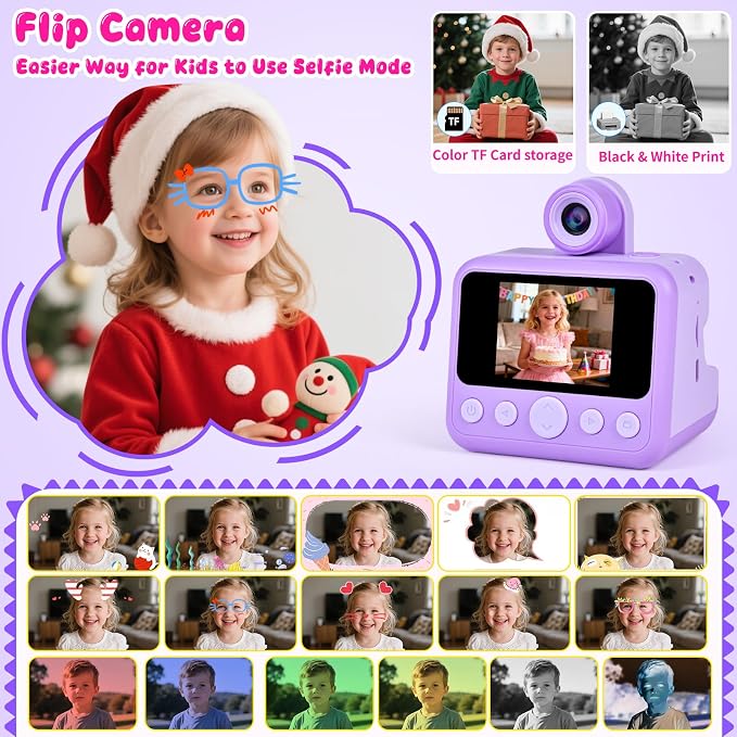 Kids Instant Print Camera with Carrying Bag, 1080P HD Digital Camera - Image 7